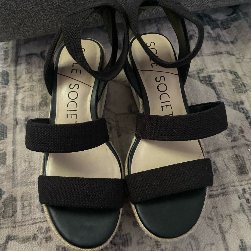 Sole Society Black Wedge/Platform Sandal